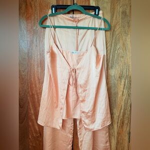 Zara Peach Satin Cami & Pants Pajama Set